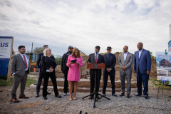 April 24, 2024: Senator Hughes, Congressman Dwight Evans, the Mayor’s Office, and other local leaders and housing advocates celebrate the groundbreaking of a new affordable housing project that will yield 40-units for seniors in the Mantua neighborhood of Philadelphia.