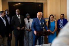 August 8, 2019: Sen. Hughes, flanked by elected officials and community partners announces $300,000 grant to CLS for their continued work in combating home foreclosures on behalf of low-income seniors.