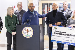 January 30, 2024: Sen. Hughes presented a check to Conshohocken officials for more than $1.4 million aimed at upgrades and modernization of the borough’s sewer infrastructure. 