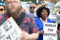 July 12, 2019: — Senator Hughes and colleagues served up food, coffee and drinks to customers during the busy happy hour at El Fuego restaurant in support of the federal Raise the Wage Act nationwide and One Fair Wage in the state.