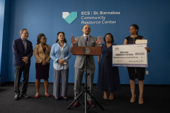 May 16, 2024: Senator Vincent Hughes, Representative Morgan Cephas, and Councilman Curtis Jones Jr. celebrated new state Violence and Intervention grant funds that have been awarded to community groups in Philadelphia and present Episcopal Community Services with a grant check for over $800K.