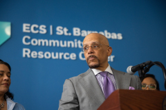 May 16, 2024: Senator Vincent Hughes, Representative Morgan Cephas, and Councilman Curtis Jones Jr. celebrated new state Violence and Intervention grant funds that have been awarded to community groups in Philadelphia and present Episcopal Community Services with a grant check for over $800K.