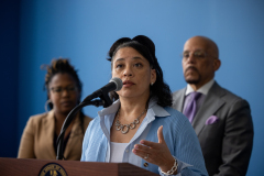 May 16, 2024: Senator Vincent Hughes, Representative Morgan Cephas, and Councilman Curtis Jones Jr. celebrated new state Violence and Intervention grant funds that have been awarded to community groups in Philadelphia and present Episcopal Community Services with a grant check for over $800K.