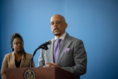May 16, 2024: Senator Vincent Hughes, Representative Morgan Cephas, and Councilman Curtis Jones Jr. celebrated new state Violence and Intervention grant funds that have been awarded to community groups in Philadelphia and present Episcopal Community Services with a grant check for over $800K.
