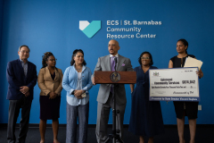 May 16, 2024: Senator Vincent Hughes, Representative Morgan Cephas, and Councilman Curtis Jones Jr. celebrated new state Violence and Intervention grant funds that have been awarded to community groups in Philadelphia and present Episcopal Community Services with a grant check for over $800K.