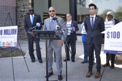 April 20, 2023 :: Senator Vincent Hughes held a press conference at the New Courtland Apartments on Henry Avenue to highlight $100 million dollars in grant funding that is available through the Housing Options Program.