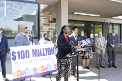 April 20, 2023 :: Senator Vincent Hughes held a press conference at the New Courtland Apartments on Henry Avenue to highlight $100 million dollars in grant funding that is available through the Housing Options Program.