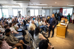 April 16, 2024: Senator Vincent Hughes speaks on The Power of Persistence as part of the Featherman Lecture Series at Temple University.