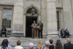 July 18, 2023: Senator Hughes joined Philadelphia leaders to celebrate the restoration of the First Bank of the United States. The building will open as a museum when renovations are complete