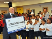 February 11, 2016: Senator Hughes visits Harambee Charter School to deliver a $346,000 21st Century Community Learning Centers grant to its wonderful CEO, Sandra Dungee Glenn.