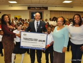 February 11, 2016: Senator Hughes visits Harambee Charter School to deliver a $346,000 21st Century Community Learning Centers grant to its wonderful CEO, Sandra Dungee Glenn.