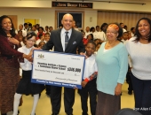 February 11, 2016: Senator Hughes visits Harambee Charter School to deliver a $346,000 21st Century Community Learning Centers grant to its wonderful CEO, Sandra Dungee Glenn.