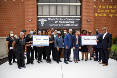 May 16, 2022 – Senator Art Haywood, Senator Vincent Hughes , and House Democratic Leader Joanna McClinton hosted a check presentation and press conference at the Dr. Ala Stanford Center for Health Equity (ASHE) in Philadelphia. They presented a $2.8 million check to the Pennsylvania School-Based Health Alliance for behavioral health services in school-based health centers and a $1 million check to the Black Doctors Consortium for health programs assistance and continued growth.