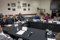 March 14, 2025: Senator Vincent Hughes convened a group of lawmakers and community healthcare leaders to discuss how Black Pennsylvanians could be impacted by proposed health insurance cuts that were introduced by Congressional Republicans earlier this week.  