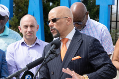 April 14, 2022: Sen. Hughes held a news conference in the Mantua neighborhood of Philadelphia to outline his $2.27 billion proposal to expand affordable housing across Pennsylvania.