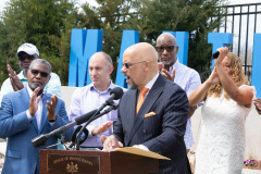 April 14, 2022: Sen. Hughes held a news conference in the Mantua neighborhood of Philadelphia to outline his $2.27 billion proposal to expand affordable housing across Pennsylvania.