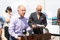 April 14, 2022: Sen. Hughes held a news conference in the Mantua neighborhood of Philadelphia to outline his $2.27 billion proposal to expand affordable housing across Pennsylvania.