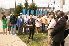 April 14, 2022: Sen. Hughes held a news conference in the Mantua neighborhood of Philadelphia to outline his $2.27 billion proposal to expand affordable housing across Pennsylvania.