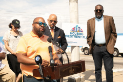April 14, 2022: Sen. Hughes held a news conference in the Mantua neighborhood of Philadelphia to outline his $2.27 billion proposal to expand affordable housing across Pennsylvania.