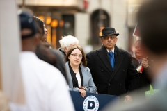 Abril 4, 2019 – Senator Vincent Hughes  stands with POWER Interfaith, UNITE HERE and other supporters of the Marriott hotel workers seeking better working conditions.