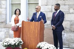 September 29, 2022: Sen. Hughes presents a check to Methodist Services of Philadelphia for renovations to their Power House building at their Monument Avenue Campus.
