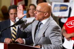 June 4, 2019: Senator Vincent Hughes participates in rally led by the Pennsylvania Budget and Policy Center, advocates for a “budget that puts people first”  to call for a minimum wage increase and other fiscal priorities that benefit working families.