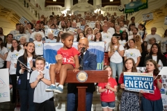 June 19, 2019:  State Senator Vincent Hughes  was joined by several hundred people at a rally, including dozens of child “lobbyists,” looking to bring 100 percent renewable energy to Pennsylvania by 2050.
