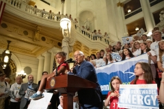 June 19, 2019:  State Senator Vincent Hughes  was joined by several hundred people at a rally, including dozens of child “lobbyists,” looking to bring 100 percent renewable energy to Pennsylvania by 2050.