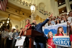 June 19, 2019:  State Senator Vincent Hughes  was joined by several hundred people at a rally, including dozens of child “lobbyists,” looking to bring 100 percent renewable energy to Pennsylvania by 2050.