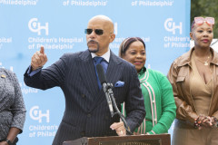 September 27, 2023: Sen. Hughes held a news conference outside Childrens’ Hospital of Philadelphia’s Karabots Pediatric Center in West Philadelphia to promote this Saturday’s feminine hygiene products collection event in West Philadelphia and to call attention to state legislation that would make such products available through Medicaid.