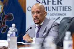 At the Dauphin County Administration Building in Harrisburg, Sen. Hughes joined Lt. Gov. Austin Davis, Rep. Patty Kim, county commissioners, police, prosecutors, and community stakeholders for a roundtable discussion on ways state and local government can support community efforts to prevent and stop gun violence in PA's next budget.