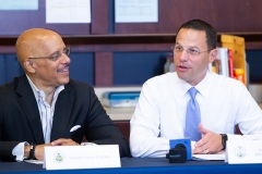 September 26, 2019: Sen. Vincent Hughes and PA Attorney General Josh Shapiro talked to students and administrators at Upper Dublin High School in Montgomery County about the state’s Safe2Say program.  The programs has fielded 28,000 calls from concerned students across the state in its first six months in operation.