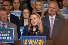 April 10, 2024: Senator Vincent Hughes, Senator Ryan Aument, Governor Josh Shapiro, and other lawmakers and teacher advocates announce the next phase of rollout for Pennsylvania’s new, student teacher stipend program.