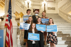 April 10, 2024: Senator Vincent Hughes, Senator Ryan Aument, Governor Josh Shapiro, and other lawmakers and teacher advocates announce the next phase of rollout for Pennsylvania’s new, student teacher stipend program.