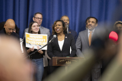February 26, 2024:  Senator Hughes brought together a large coalition of fellow lawmakers, education leaders, and teacher advocates to address Pennsylvania’s teacher shortage crisis.