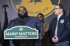 February 15, 2024: Sen. Hughes hosted Gov. Shapiro today for a tour of business success stories and economic development needs in West Philadelphia with stops at Hakim’s Book Store, Philadelphia’s oldest Black-owned book store and Two Locals Brewing Company, Pennsylvania’s only Black-owned brewery.   Local officials and economic development professionals joined the senator and governor for a news conference at the brewery to discuss the Shapiro administration’s plan to invest part of Pennsylvania’s $14 billion surplus in developing Main Streets and historic business corridors.
