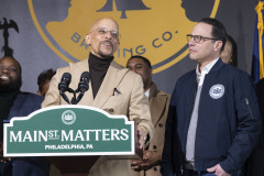 February 15, 2024: Sen. Hughes hosted Gov. Shapiro today for a tour of business success stories and economic development needs in West Philadelphia with stops at Hakim’s Book Store, Philadelphia’s oldest Black-owned book store and Two Locals Brewing Company, Pennsylvania’s only Black-owned brewery.   Local officials and economic development professionals joined the senator and governor for a news conference at the brewery to discuss the Shapiro administration’s plan to invest part of Pennsylvania’s $14 billion surplus in developing Main Streets and historic business corridors.