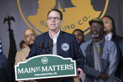 February 15, 2024: Sen. Hughes hosted Gov. Shapiro today for a tour of business success stories and economic development needs in West Philadelphia with stops at Hakim’s Book Store, Philadelphia’s oldest Black-owned book store and Two Locals Brewing Company, Pennsylvania’s only Black-owned brewery.   Local officials and economic development professionals joined the senator and governor for a news conference at the brewery to discuss the Shapiro administration’s plan to invest part of Pennsylvania’s $14 billion surplus in developing Main Streets and historic business corridors.