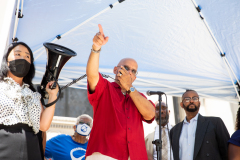 August 30, 2021: Sen. Hughes participated in a rally today to protest conditions at Beeber Middle School where parents, teachers and school administrators have been scrambling on the eve of the school’s opening to improve conditions in the aging building.