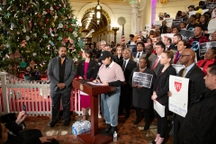 December 18, 2019: State Sen. Vincent Hughes was joined by a group of over 100 concerned citizens, including activists, lawmakers, healthcare workers, educators and outraged parents, to call for immediate action on the issue of toxic schools in Pennsylvania.