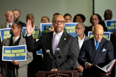 November 22, 2019: State Sen. Vincent Hughes was joined by a group of over 100 concerned citizens, including activists, lawmakers, healthcare workers, educators and outraged parents, to call for immediate action on the issue of toxic schools in Pennsylvania. This is a public health crisis. Sen. Hughes  addressed the harsh reality many children face daily and offer solutions to the problem on a state and local level.