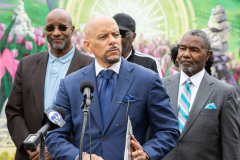 May 4, 2022: Sen. Hughes held a news conference in the Mantua neighborhood of Philadelphia to announce $12 million in state aid for Triangle Community Development Corporation’s  proposed low-income senior housing development at 38th and Parrish.