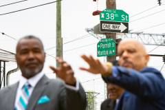 May 4, 2022: Sen. Hughes held a news conference in the Mantua neighborhood of Philadelphia to announce $12 million in state aid for Triangle Community Development Corporation’s  proposed low-income senior housing development at 38th and Parrish.