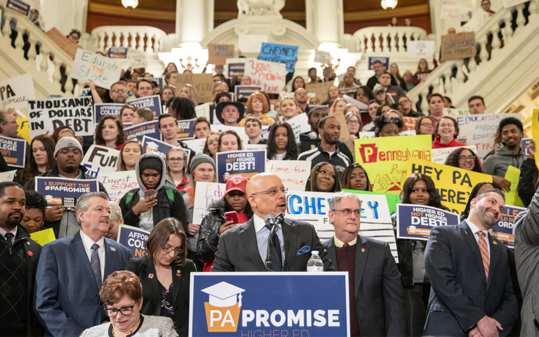 Senator Hughes stands with Reps. Harris, Roebuck; hundreds of PASSHE students in call for free college through the Pennsylvania Promise initiative