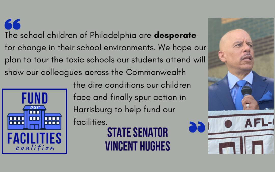 El senador estatal Vincent Hughes emite una declaración tras la petición de 100 millones de dólares de la Coalición Fund Our Facilities