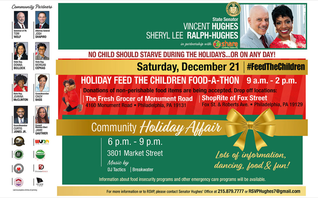 El senador Hughes y Sheryl Lee Ralph-Hughes se asocian con el programa Share Food para ayudar a alimentar a los escolares locales durante las vacaciones navideñas