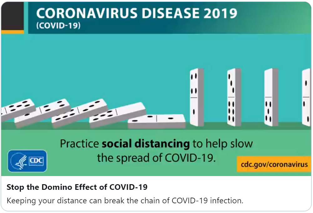 Mantener la distancia puede romper la cadena de infección por COVID-19.