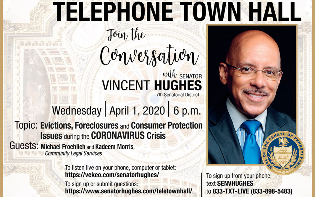 Senator Hughes to discuss evictions, foreclosures and consumer protection initiatives during coronavirus outbreak