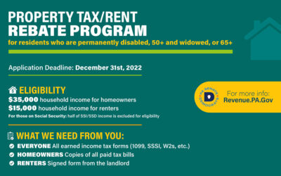 Deadline to apply for Property Tax/Rent Rebate Program December 31!