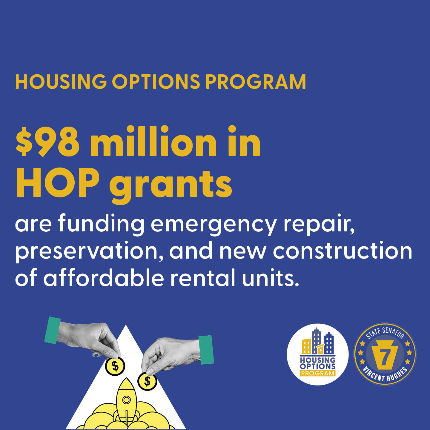 HOUSING OPTIONS PROGRAM - $98 million in HOP grants are funding emergency repair, preservation, and new construction of affordable rental units.